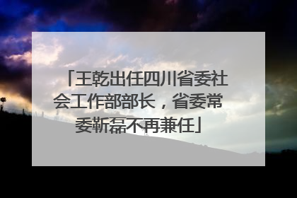 王乾出任四川省委社会工作部部长，省委常委靳磊不再兼任