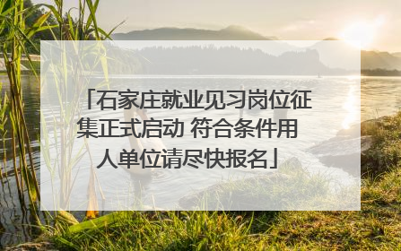 石家庄就业见习岗位征集正式启动 符合条件用人单位请尽快报名