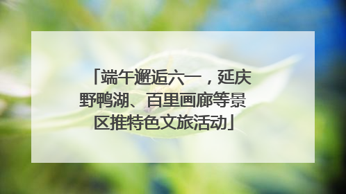 端午邂逅六一，延庆野鸭湖、百里画廊等景区推特色文旅活动