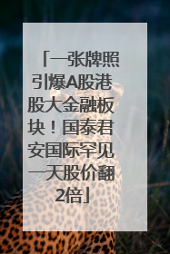 一张牌照引爆A股港股大金融板块！国泰君安国际罕见一天股价翻2倍