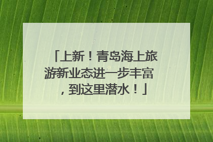 上新！青岛海上旅游新业态进一步丰富，到这里潜水！