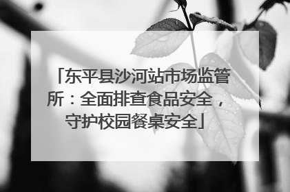 东平县沙河站市场监管所：全面排查食品安全，守护校园餐桌安全