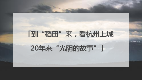 到“稻田”来，看杭州上城20年来“光阴的故事”