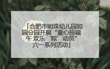 合肥市明珠幼儿园如园分园开展“童心撞端午 欢乐‘粽’动员”六一系列活动