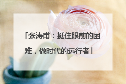 张涛甫：挺住眼前的困难，做时代的远行者