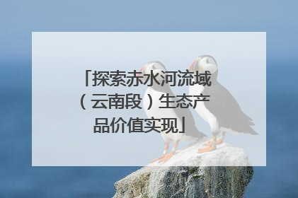 探索赤水河流域（云南段）生态产品价值实现