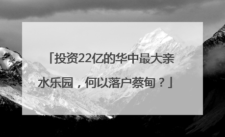 投资22亿的华中最大亲水乐园，何以落户蔡甸？