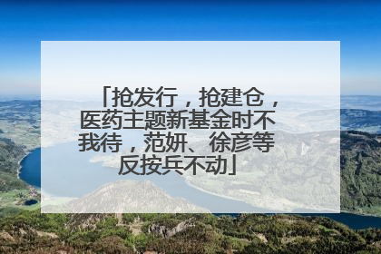 抢发行，抢建仓，医药主题新基金时不我待，范妍、徐彦等反按兵不动