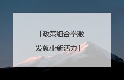 政策组合拳激发就业新活力