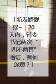 新发路观察+｜20天内，省委书记两次“四不两直”暗访，有何深意？
