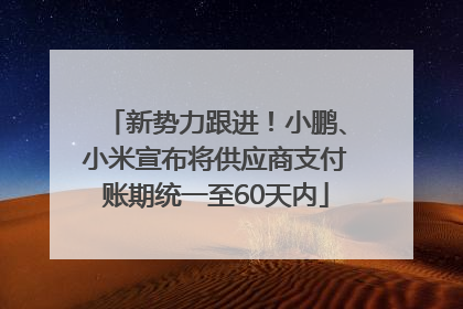 新势力跟进！小鹏、小米宣布将供应商支付账期统一至60天内
