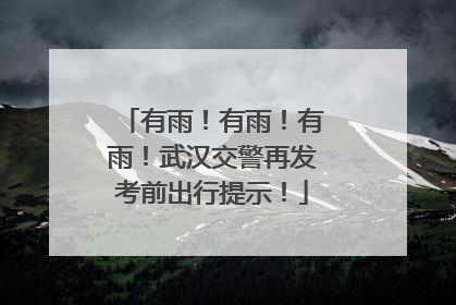 有雨！有雨！有雨！武汉交警再发考前出行提示！