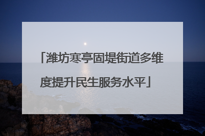 潍坊寒亭固堤街道多维度提升民生服务水平