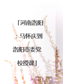 河南洛阳：马怀庆到洛阳市委党校授课