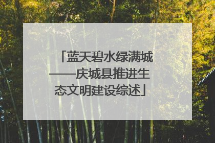 蓝天碧水绿满城——庆城县推进生态文明建设综述