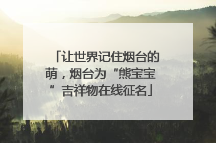 让世界记住烟台的萌，烟台为“熊宝宝”吉祥物在线征名