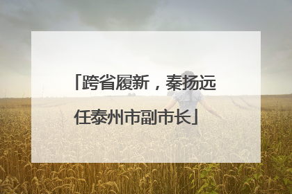 跨省履新，秦扬远任泰州市副市长
