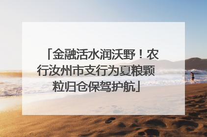 金融活水润沃野！农行汝州市支行为夏粮颗粒归仓保驾护航