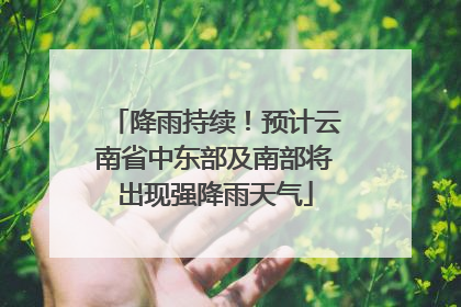 降雨持续！预计云南省中东部及南部将出现强降雨天气