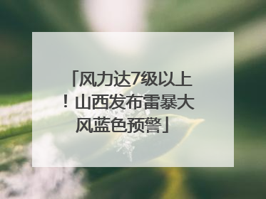 风力达7级以上！山西发布雷暴大风蓝色预警